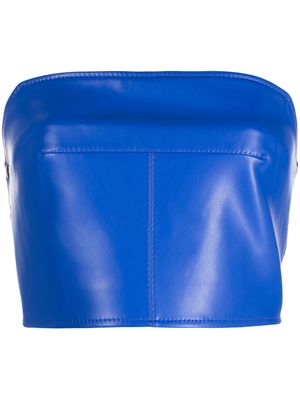Aleksandre Akhalkatsishvili faux-leather strapless crop top - Blue