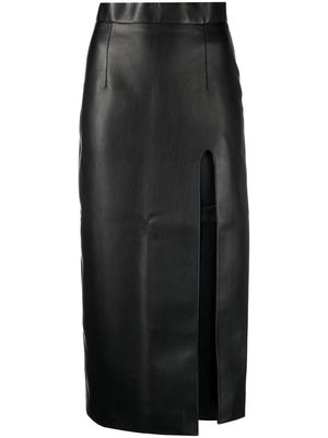 Aleksandre Akhalkatsishvili front slit faux leather skirt - BLACK