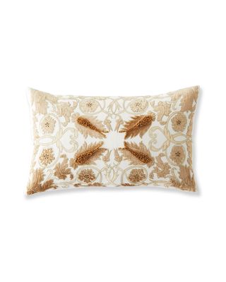 Aleksi Gold Floral Lumbar Pillow 18" x 30"