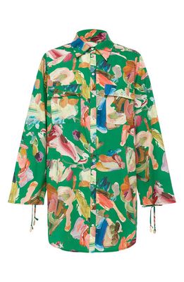 ALEMAIS Arlo Print Organic Cotton Shirtdress in Forrest