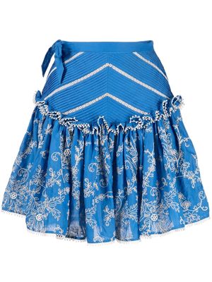 ALEMAIS Bonnie floral-embroidered mini skirt - Blue