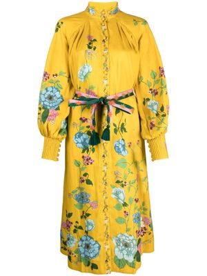 ALEMAIS Dana floral-print shirt dress - Yellow