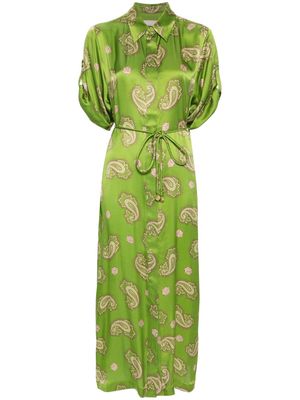 ALEMAIS Dice paisly-print silk shirt dress - Green