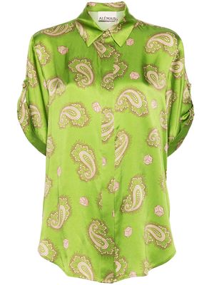 ALEMAIS Dice paisly-print silk shirt - FOREST