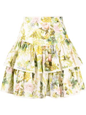 ALEMAIS floral-print pleated skirt - Yellow