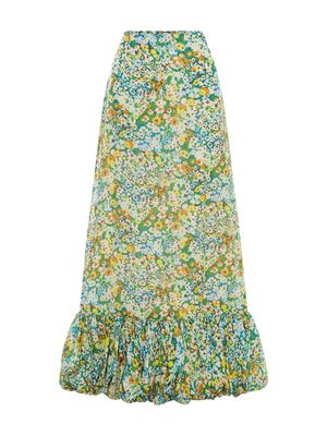 ALEMAIS Francis floral-print maxi skirt - Green