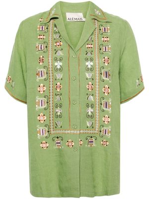 ALEMAIS Lovella embroidered linen shirt - Green
