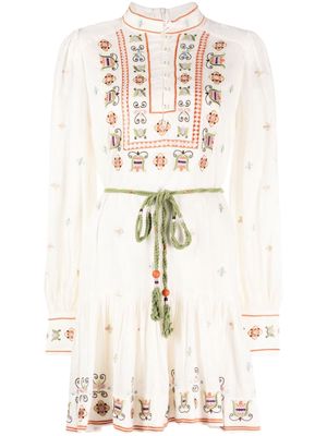 ALEMAIS Lovella floral-embroidered minidress - White