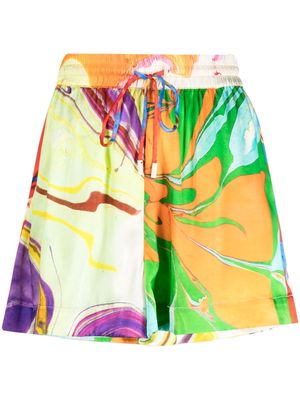 ALEMAIS Luca graphic-print silk shorts - Multicolour