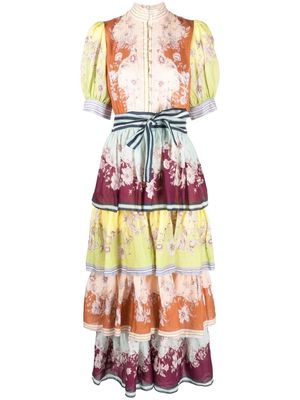 ALEMAIS Marlow floral-print tiered shirdress - Yellow
