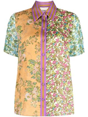 ALEMAIS Mirabella floral-print spliced shirt - Brown