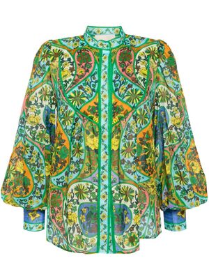 ALEMAIS Sofie floral-print ramie blouse - Green