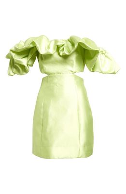 ALEMAIS Suzi Off the Shoulder Dress in Chartreuse