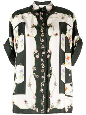 ALEMAIS Venus floral-print silk shirt - Black