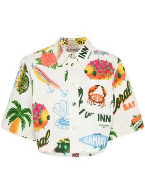 ALEMAIS x Alan Berry Rhys Samaki Cropped Organic Cotton Shirt - Neutrals