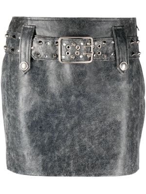 Alessandra Rich belted leather miniskirt - Grey
