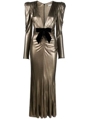 Alessandra Rich bow-detail metallic maxi dress - Gold