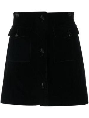 Alessandra Rich button-detail velvet A-line skirt - Black