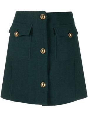 Alessandra Rich button-up A-line skirt - Green