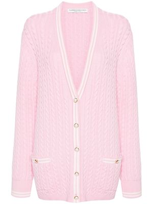 Alessandra Rich cable-knit cotton cardigan - Pink