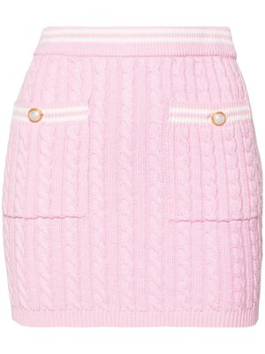 Alessandra Rich cable-knit cotton miniskirt - Pink