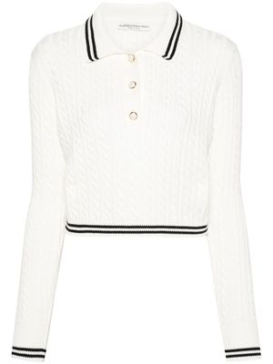 Alessandra Rich cable-knit polo jumper - Neutrals