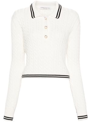 Alessandra Rich cable-knit polo top - White