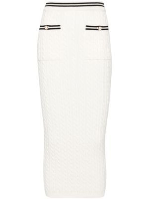 Alessandra Rich cable-knit stripe-trim midi skirt - White
