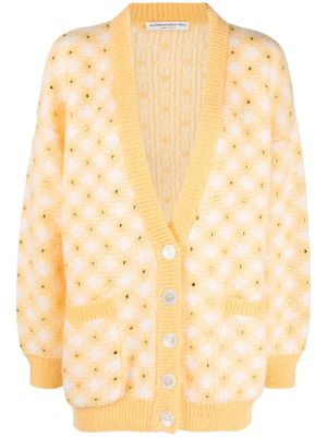 Alessandra Rich check-pattern embellished cardigan - Yellow