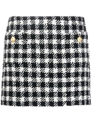 Alessandra Rich check-patterned boucle skirt - Black