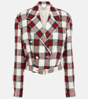 Alessandra Rich Checked cropped wool-blend jacket