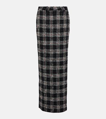 Alessandra Rich Checked lurex wool maxi skirt