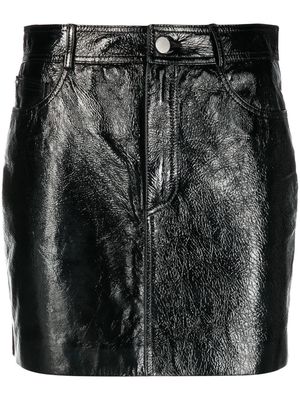 Alessandra Rich coated crinkled-leather miniskirt - Black