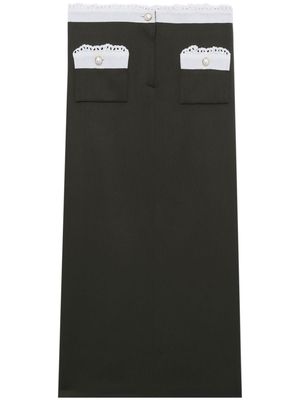 Alessandra Rich contrast-trim wool pencil skirt - Green