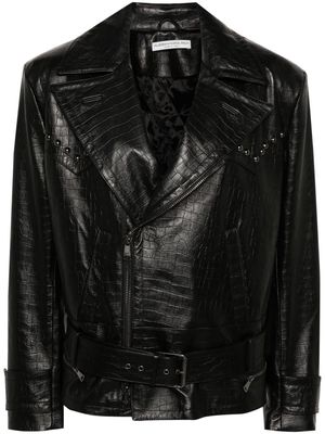 Alessandra Rich croc-embossed leather jacket - Black