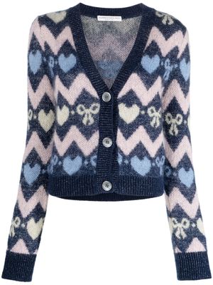 Alessandra Rich cropped jacquard-knit cardigan - Blue