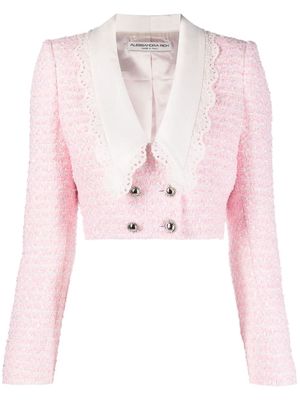 Alessandra Rich cropped tweed jacket - Pink