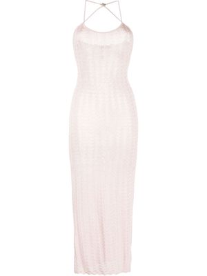 Alessandra Rich crossover-strap knitted dress - Pink