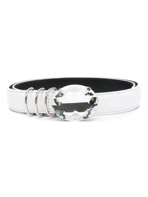 Alessandra Rich crystal-buckle belt - White