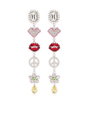 Alessandra Rich crystal-embellished charm drop earrings - Silver