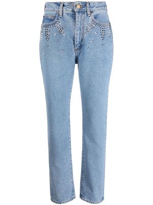 Alessandra Rich crystal-embellished cropped jeans - Blue