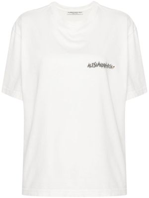 Alessandra Rich crystal-embellished graphic-print T-shirt - White