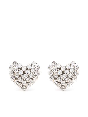 Alessandra Rich crystal-embellished heart-shaped earrings - Silver