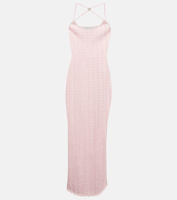 Alessandra Rich Crystal-embellished lace maxi dress
