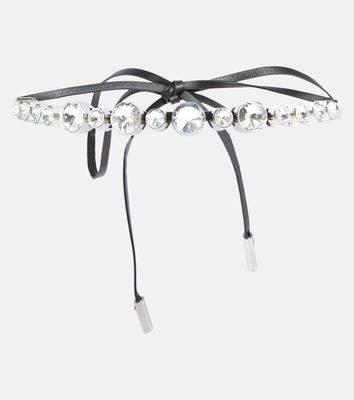 Alessandra Rich Crystal-embellished leather choker