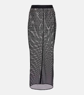 Alessandra Rich Crystal-embellished mesh midi skirt