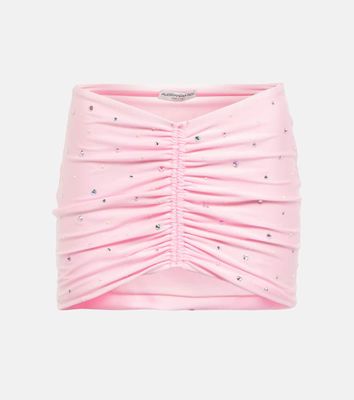 Alessandra Rich Crystal-embellished ruched miniskirt