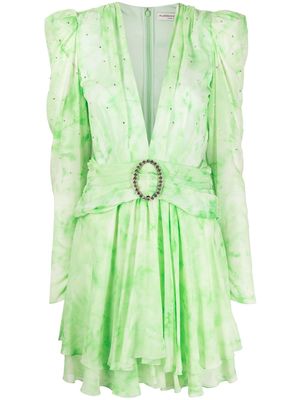 Alessandra Rich crystal-embellished silk minidress - Green