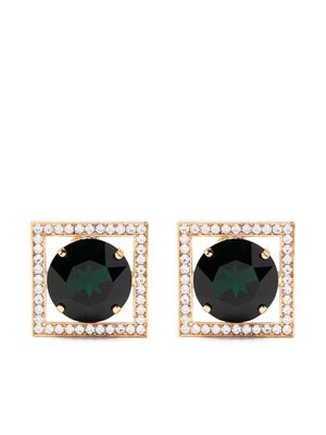 Alessandra Rich crystal-embellished square earrings - Green