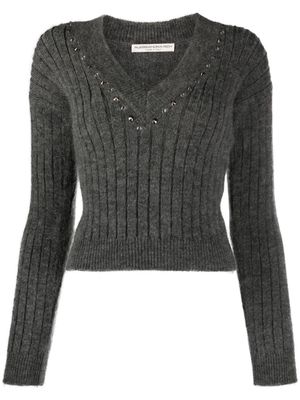 Alessandra Rich crystal-embellished wool jumper - Grey